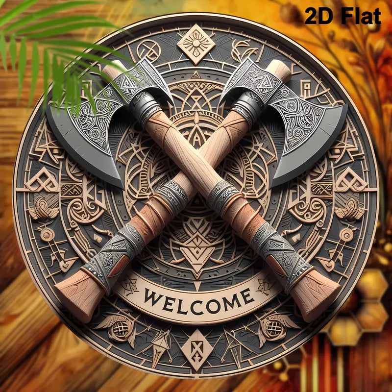 Viking Axe Welcome Sign