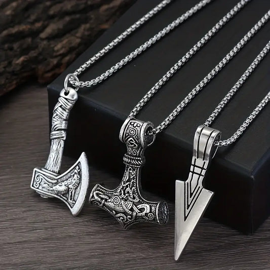 3 Pieces Of Men's Viking Necklace