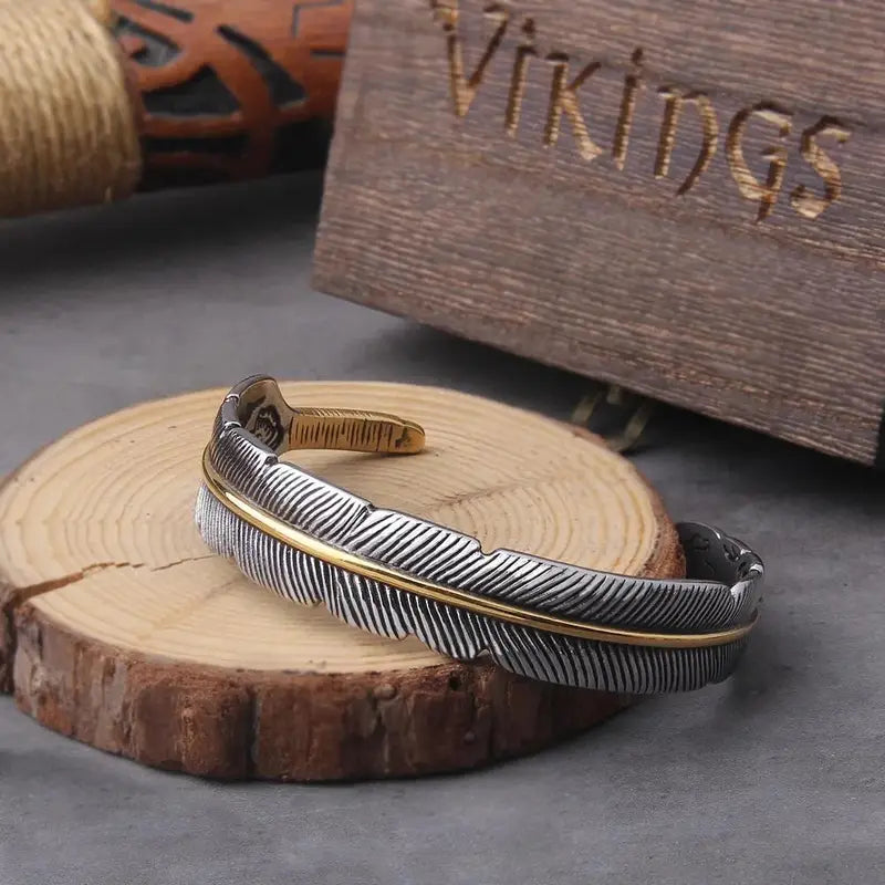 Viking-Inspired Zinc Alloy Open Front Bracelet