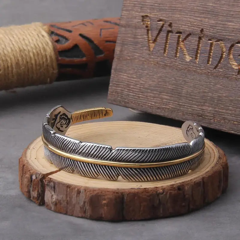 Viking-Inspired Zinc Alloy Open Front Bracelet