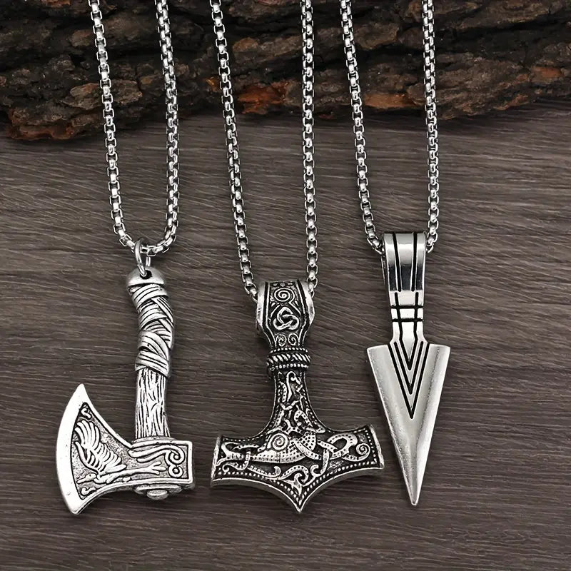 3 Pieces Of Men's Viking Necklace