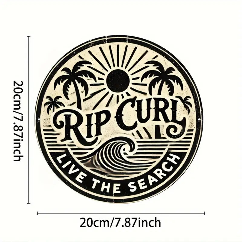 Metal "RIP CURL" Surf-Themed Sign