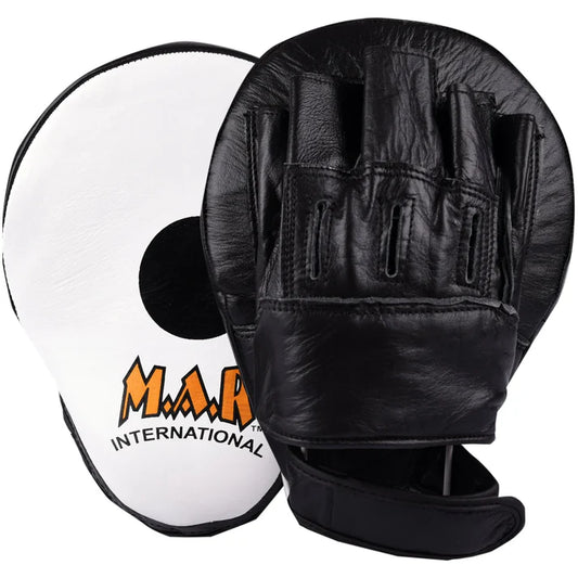 White and Black Leather Focus Mitts