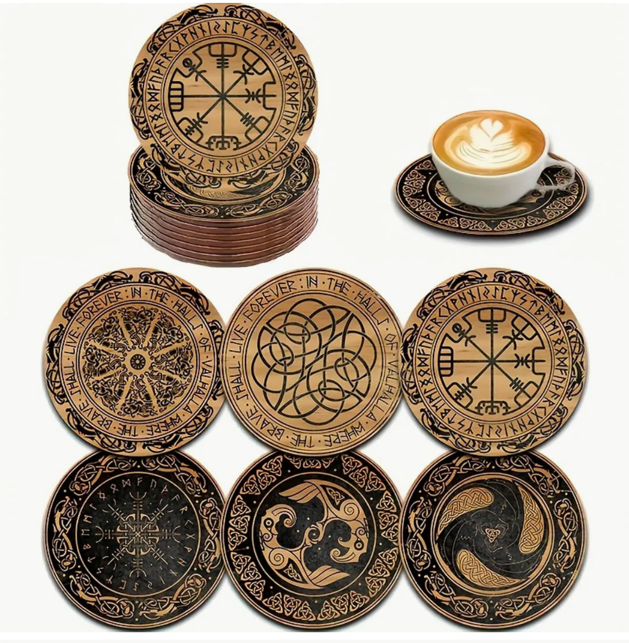 Viking Wooden Coaster set