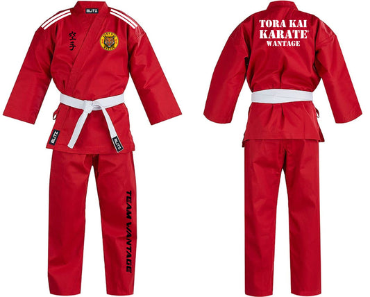 Tora Kai Red Junior and Cadet Karate Suit (Gi) WANTAGE