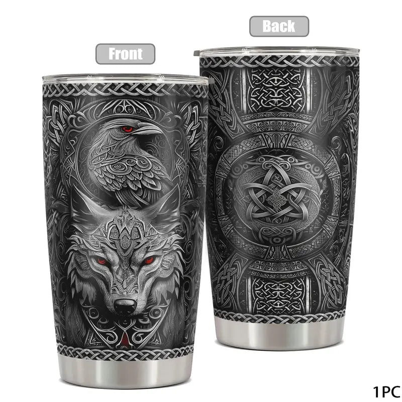 Viking Themed Stainless Steel Tumbler with lid