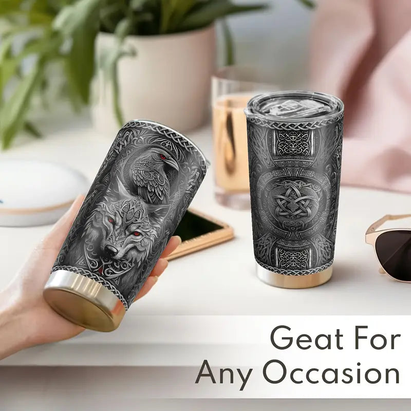 Viking Themed Stainless Steel Tumbler with lid