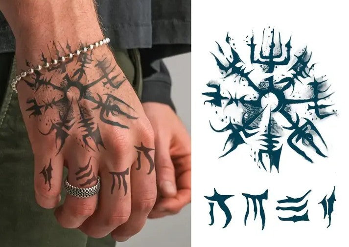 Nordic Rune & Viking Symbol Temporary Tattoo