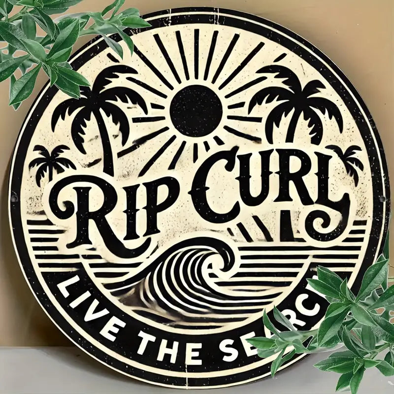 Metal "RIP CURL" Surf-Themed Sign