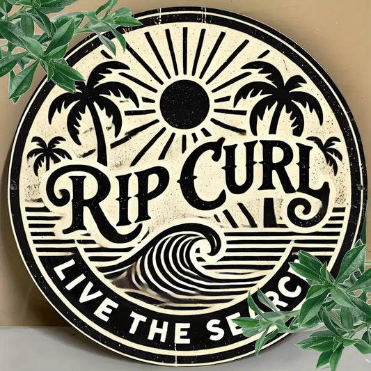 Metal "RIP CURL" Surf-Themed Sign